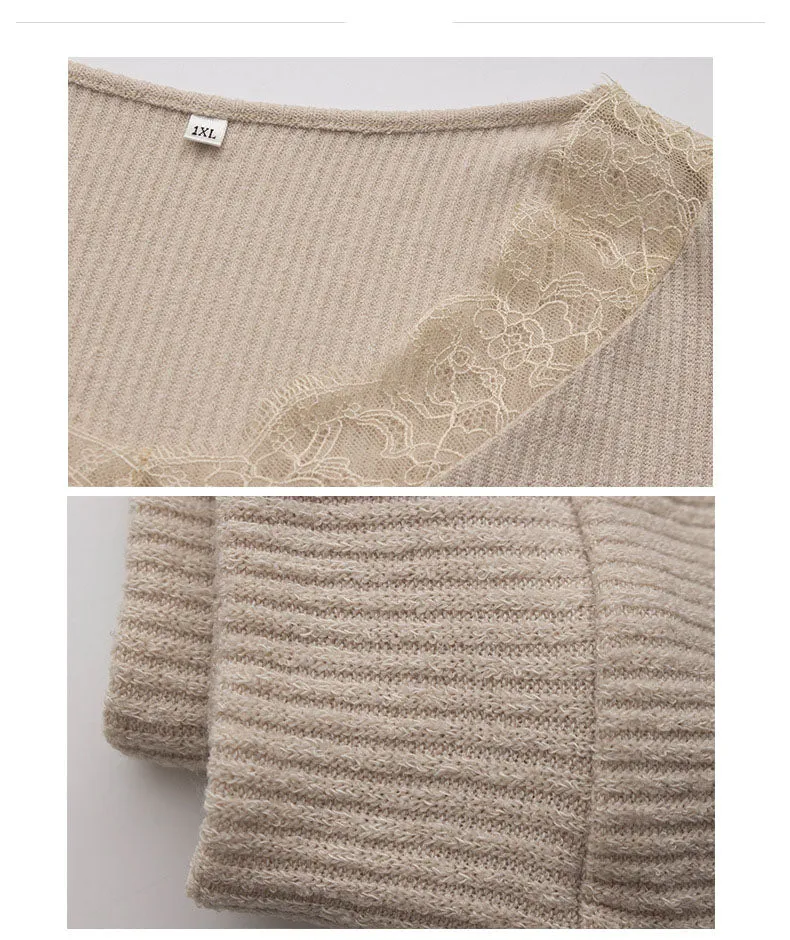 Autumn and Winter Large Size Women's V-neck Sexy Sweater Top