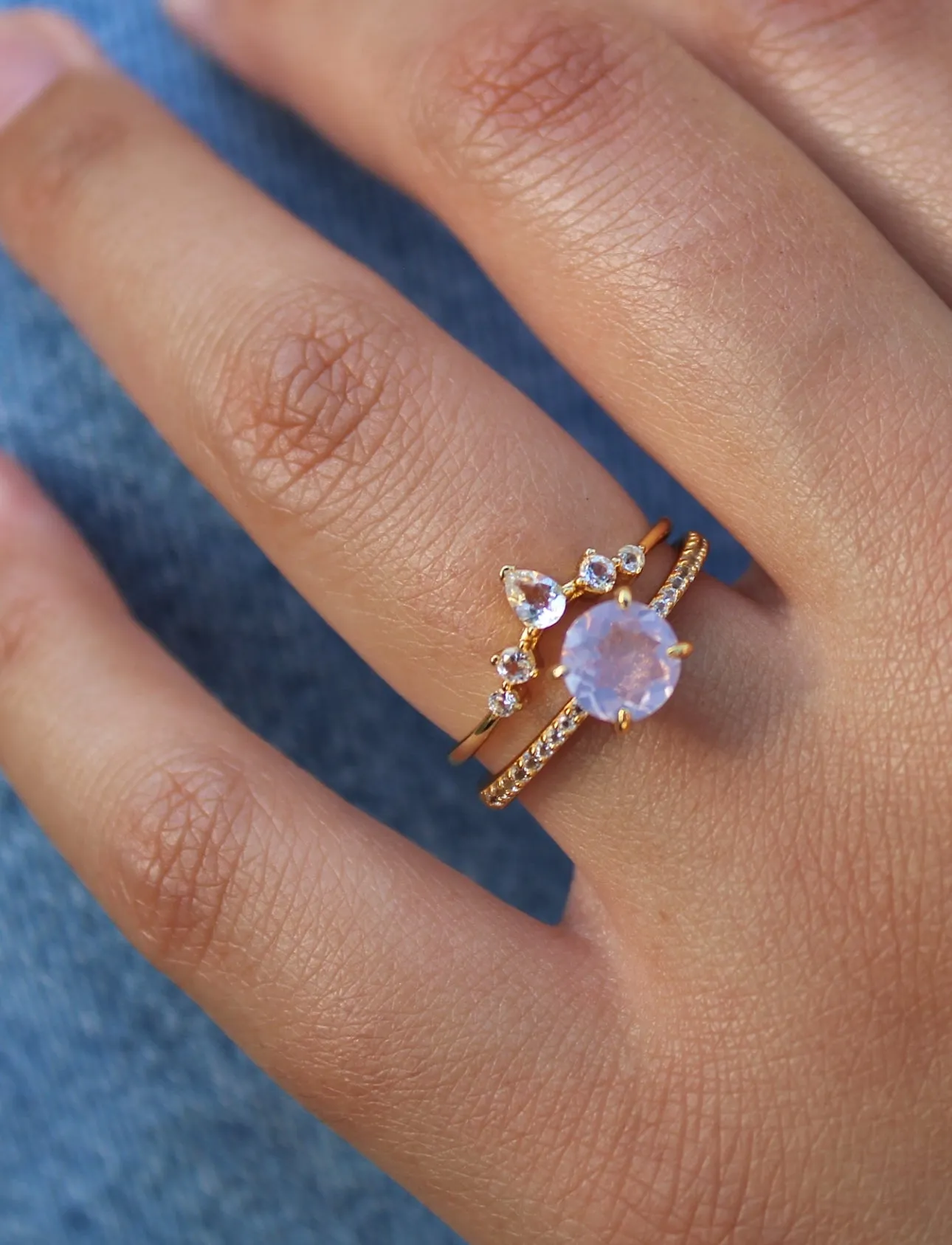Ava Ring Set - Lavender Quartz & Topaz