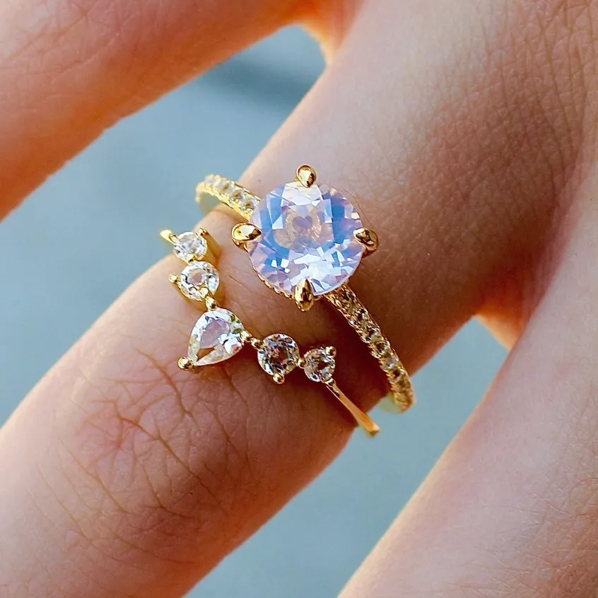 Ava Ring Set - Lavender Quartz & Topaz