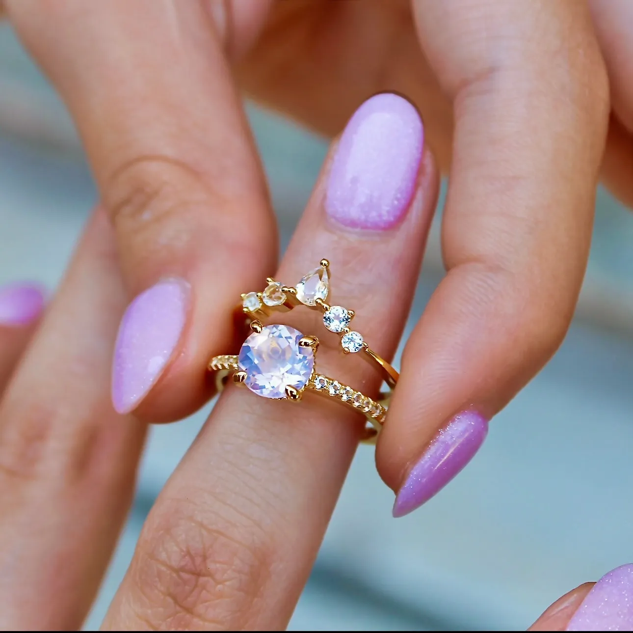 Ava Ring Set - Lavender Quartz & Topaz