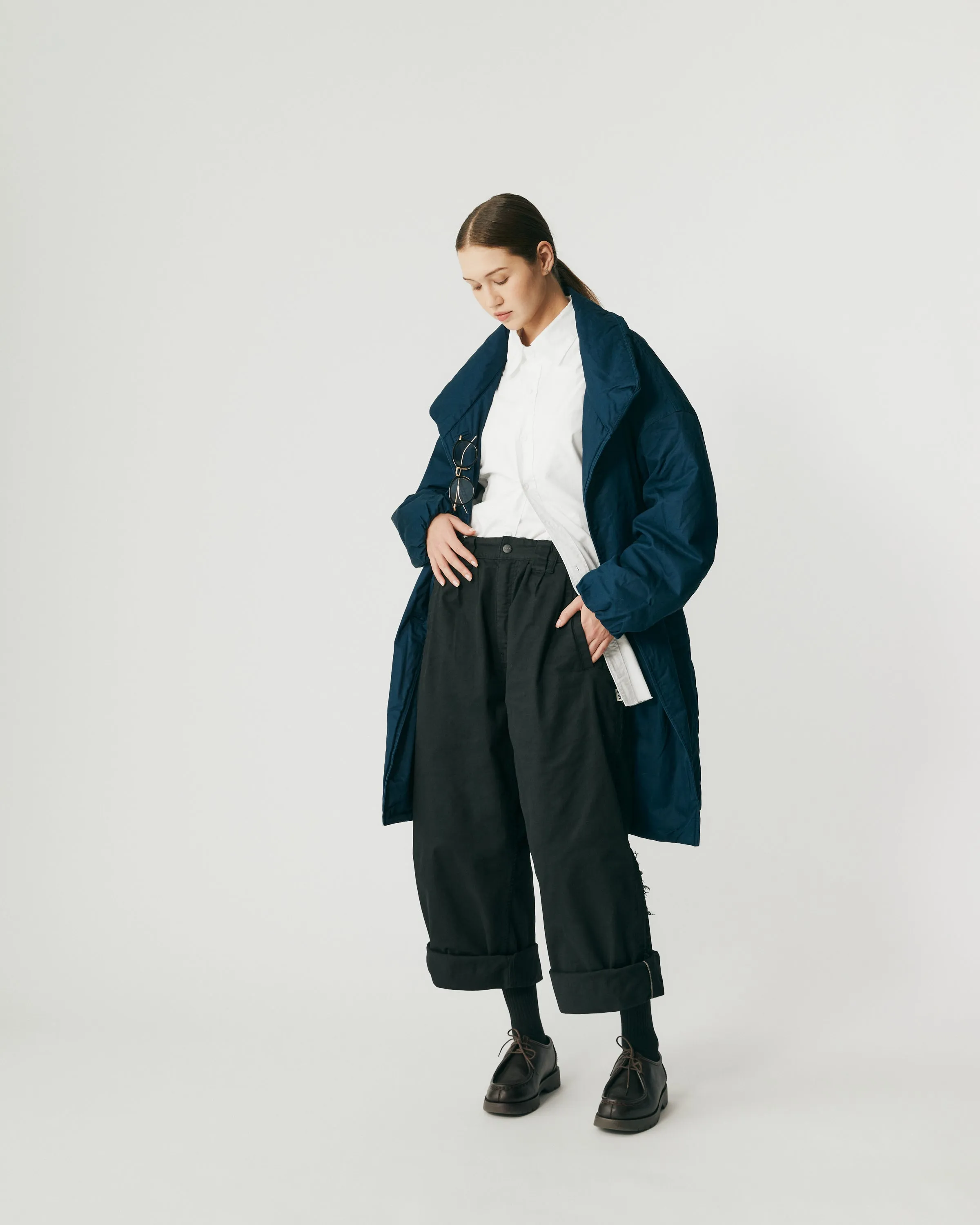 Baggy Wide-Leg Pants - Navy