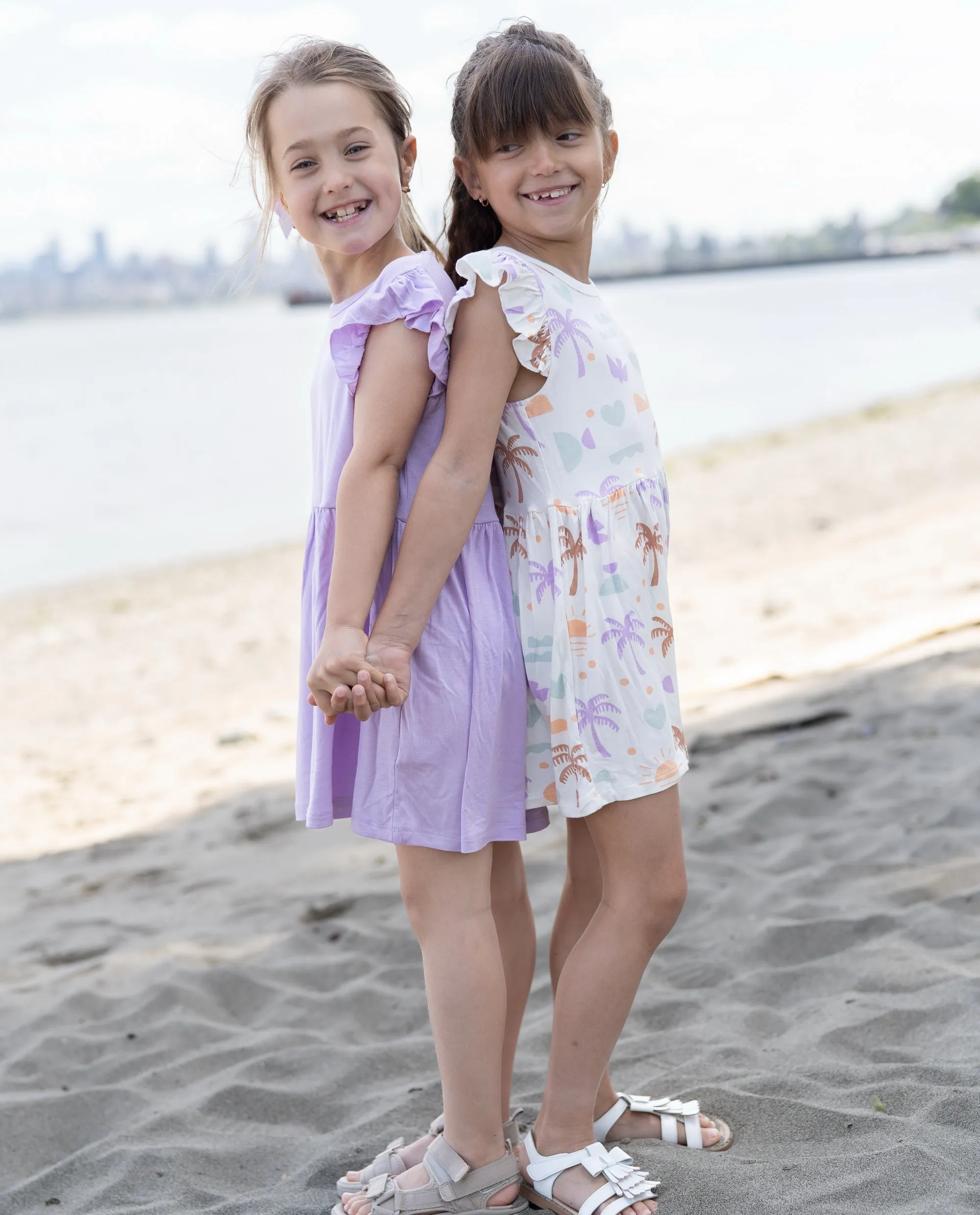 Bamboo Flutter Sleeve Dress with Bloomer (Lavender Bloom)