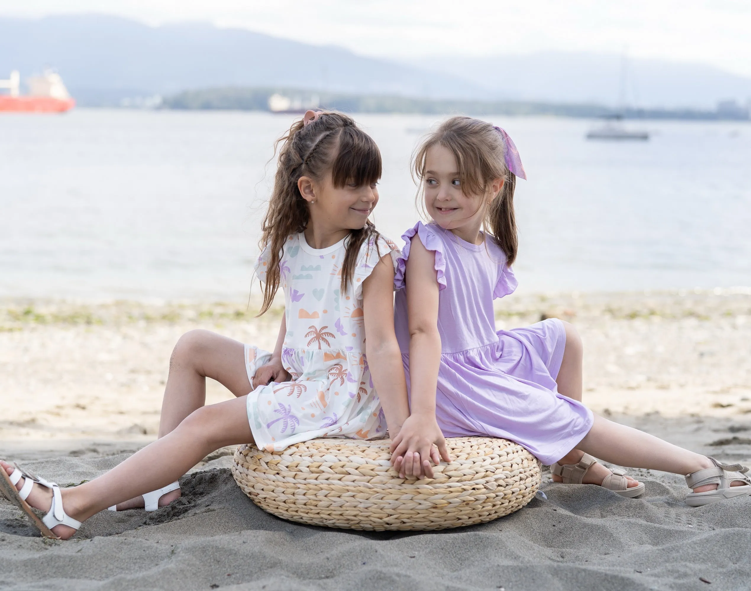 Bamboo Flutter Sleeve Dress with Bloomer (Lavender Bloom)