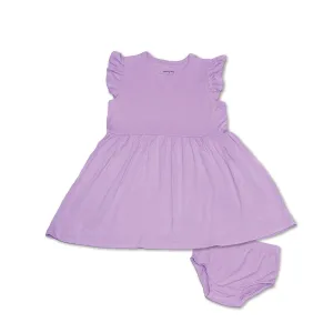 Bamboo Flutter Sleeve Dress with Bloomer (Lavender Bloom)