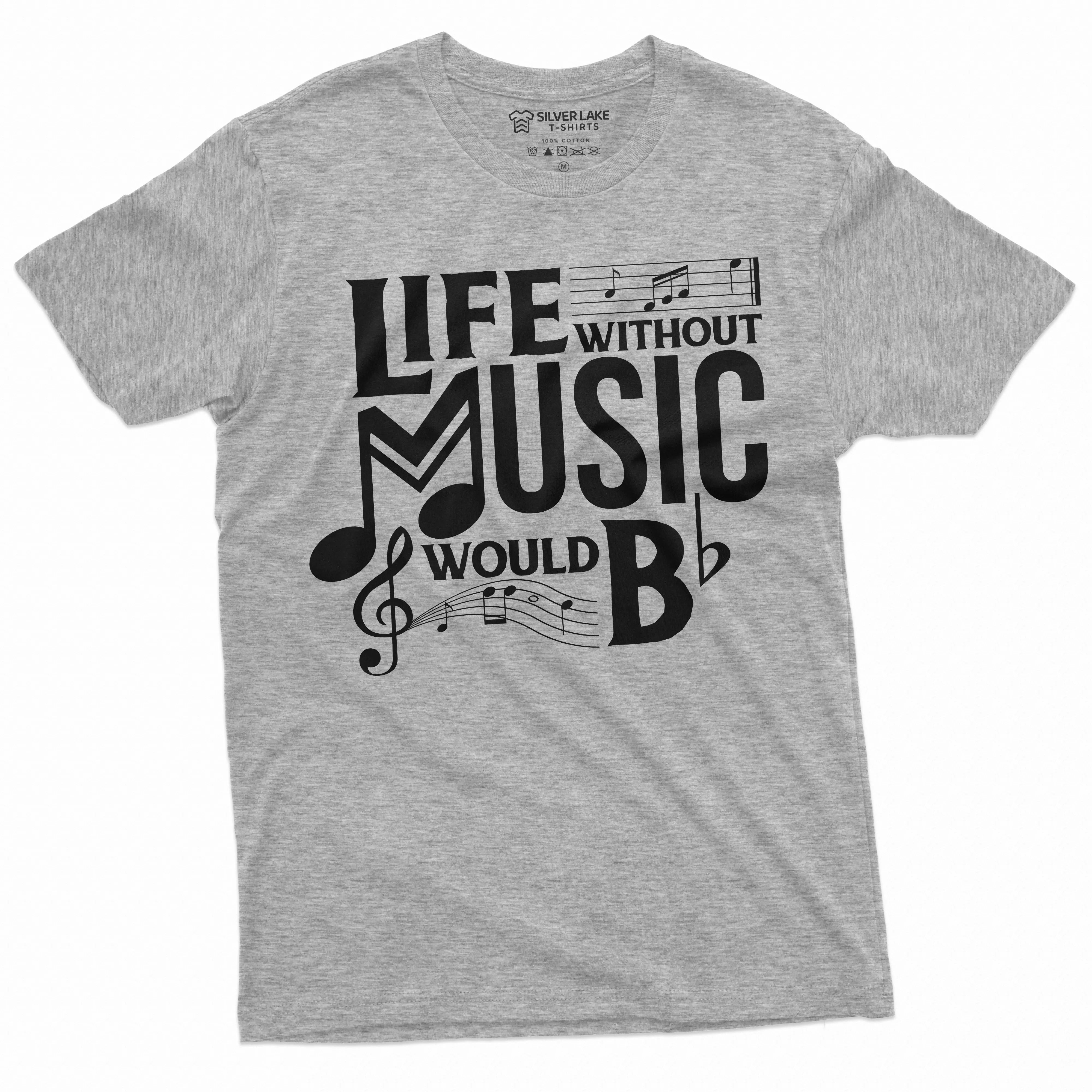 band t-shirt Life without music would be boring Tee Musical note guitar drums Tee