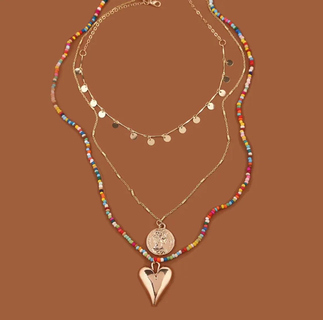 Bead and Chain Layer Necklace