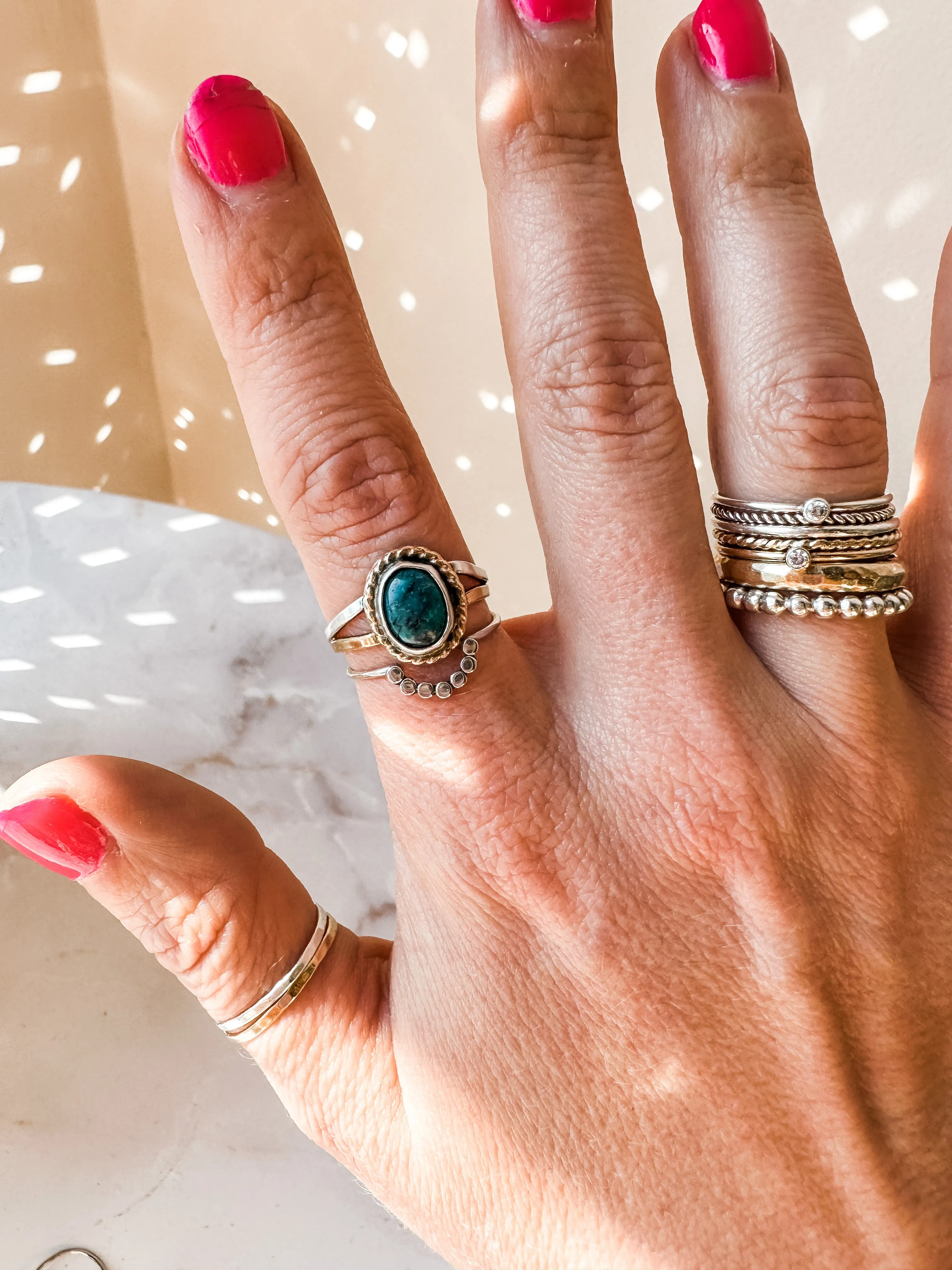 Beaded Half Circle Ring