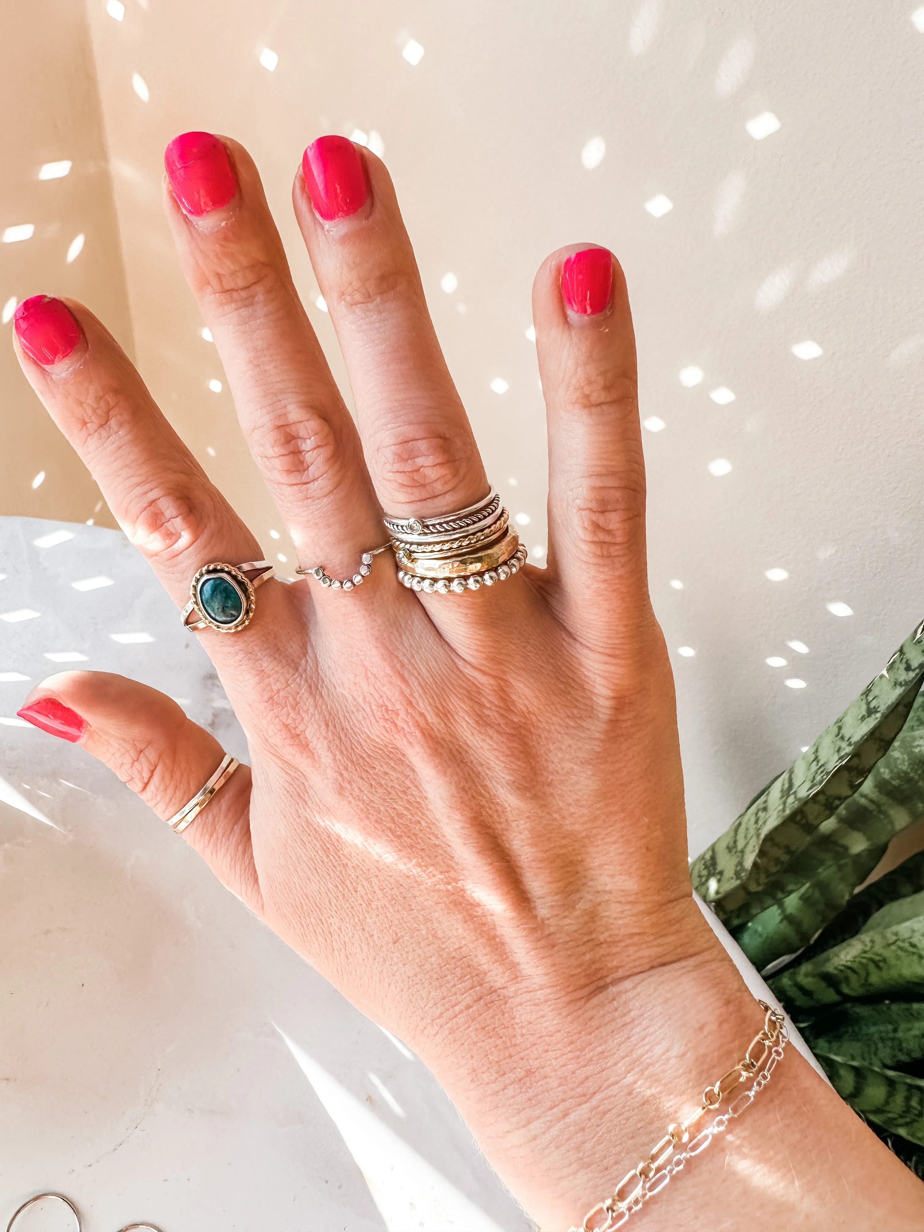Beaded Half Circle Ring