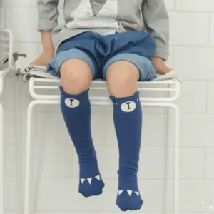 Bear Knee Socks in Blue