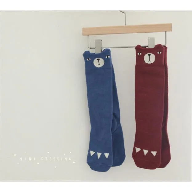 Bear Knee Socks in Blue