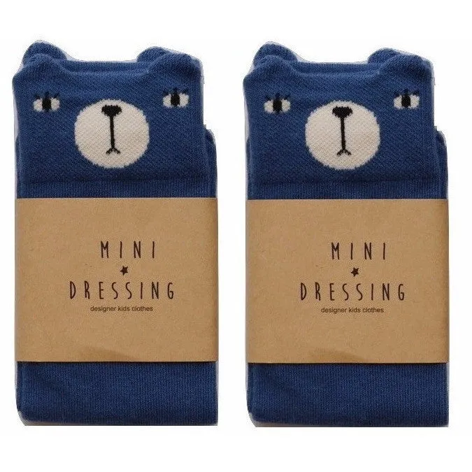 Bear Knee Socks in Blue
