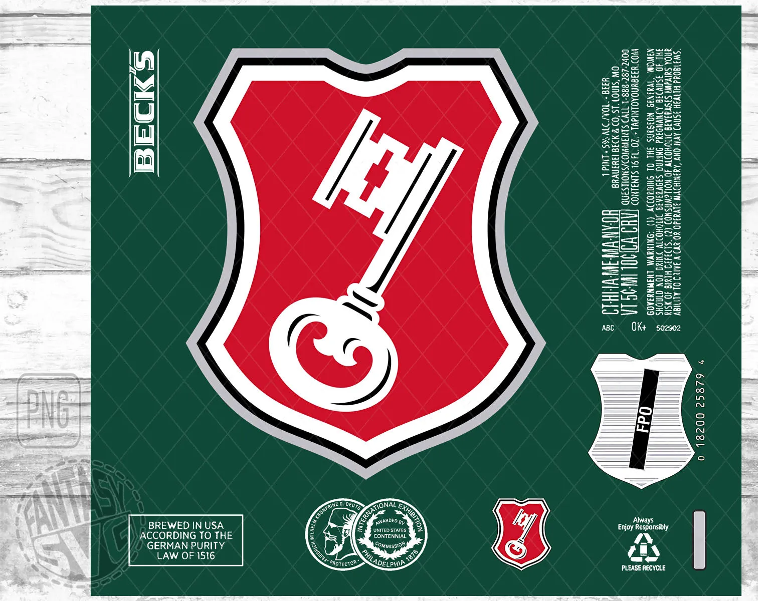 Beck's Beer Inspired Unofficial Logo Can Tumbler Wrap PNG File Printable
