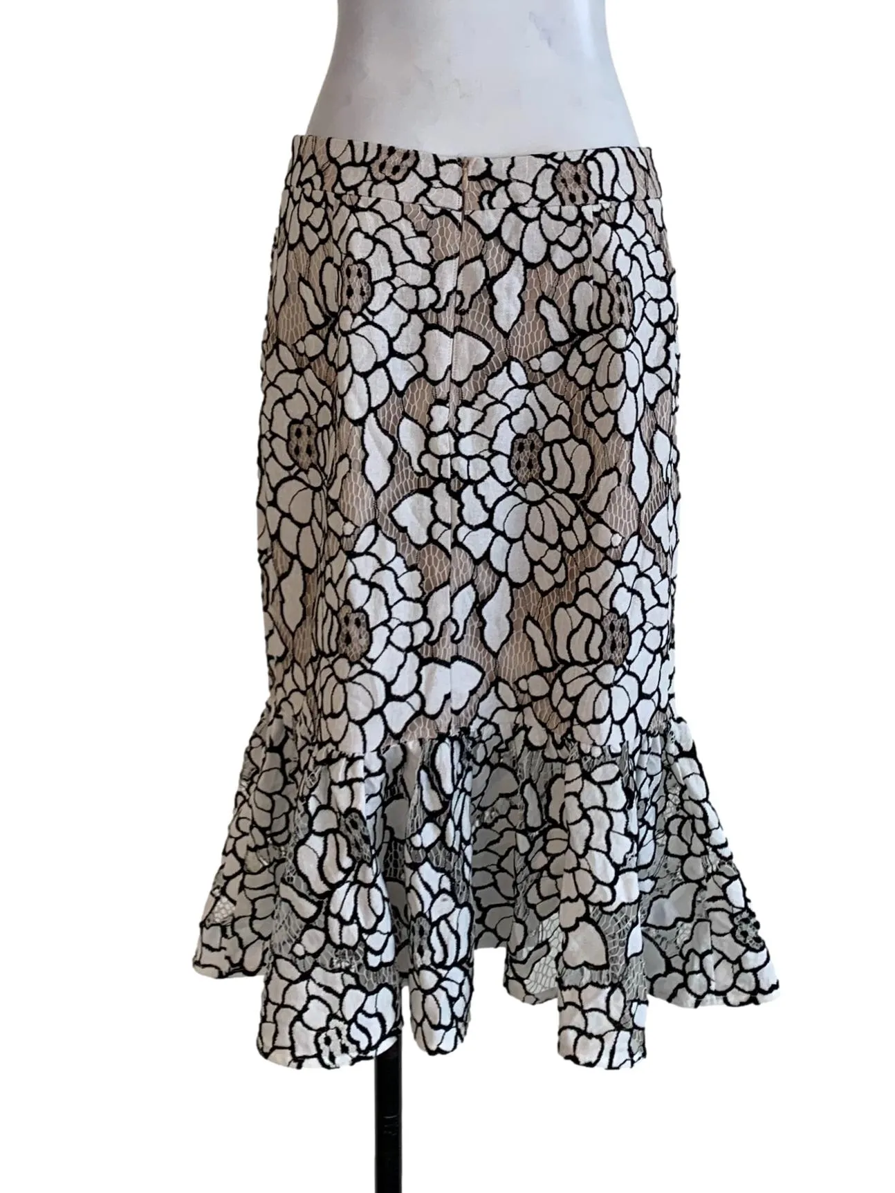 Beige Floral Pencil Skirt