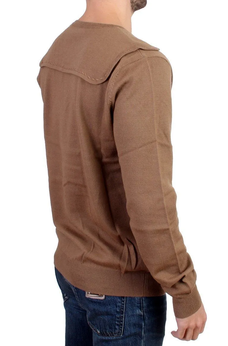 Beige knitted wool sweater