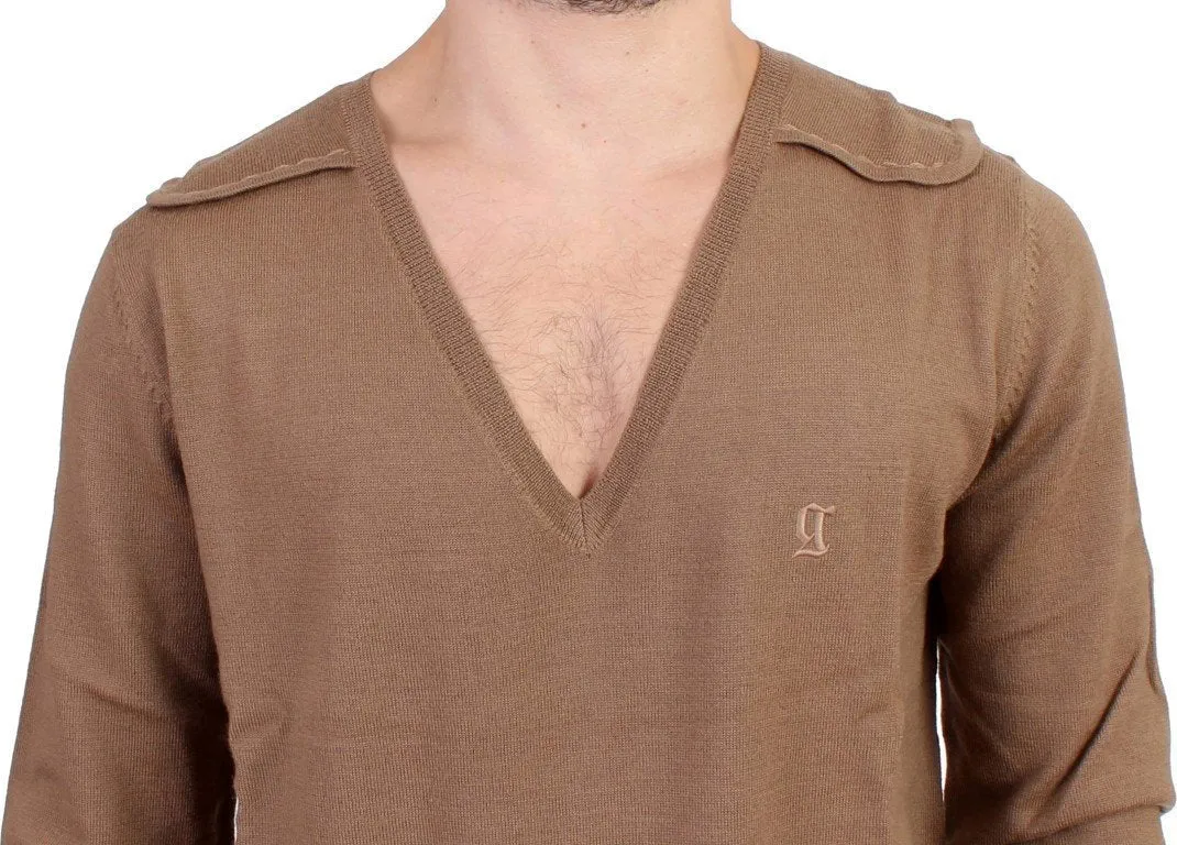 Beige knitted wool sweater