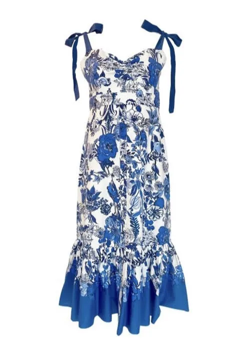 Belvedere Dress (Flower Grid Blue)