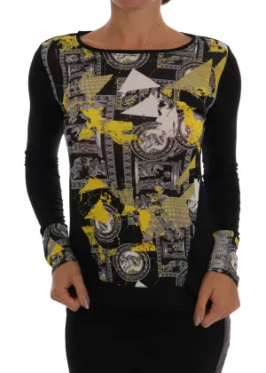 Black Baroque Stretch Pullover Sweater