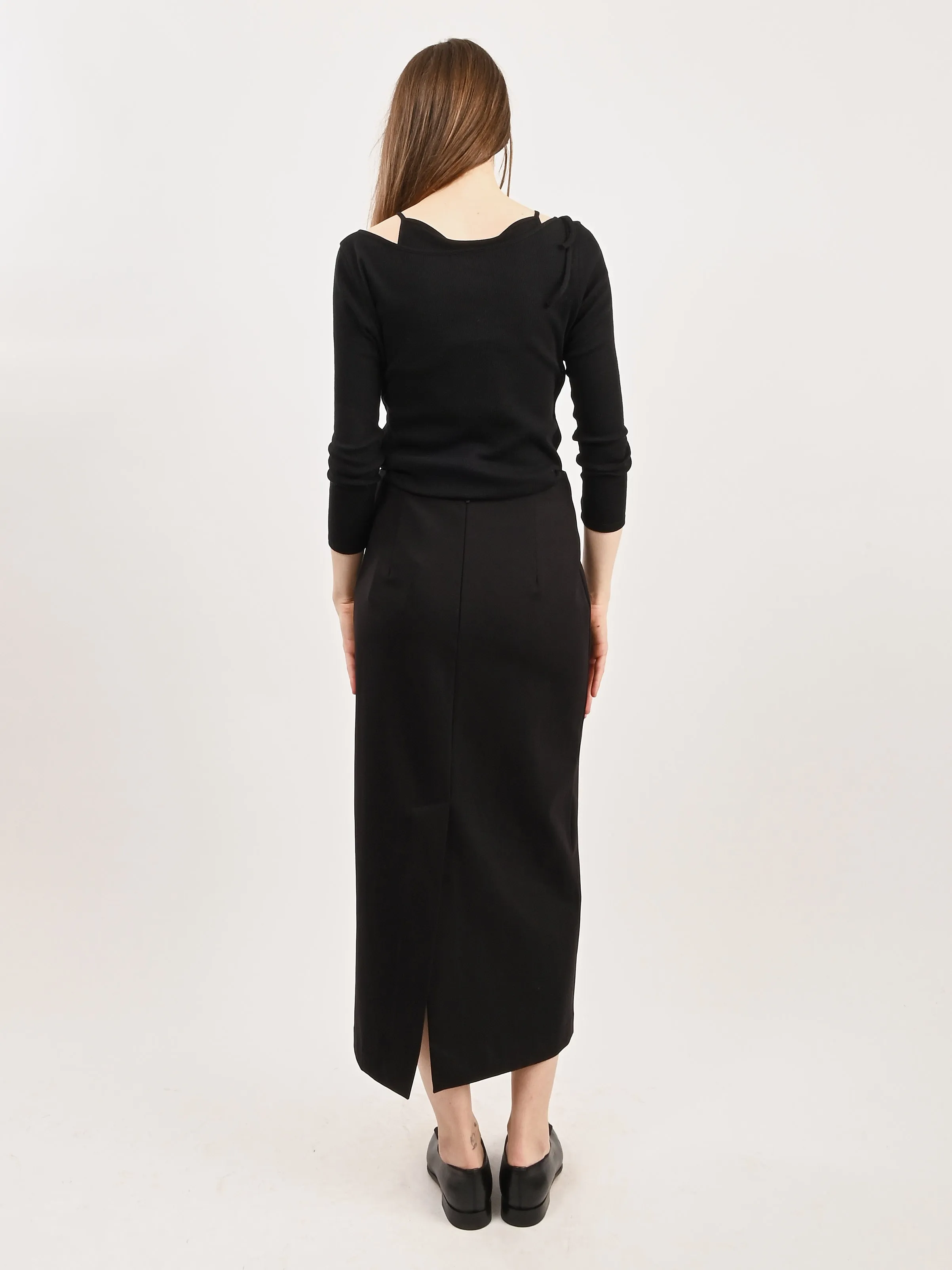 Black Compact Ultra Stretch Knit Pencil Skirt