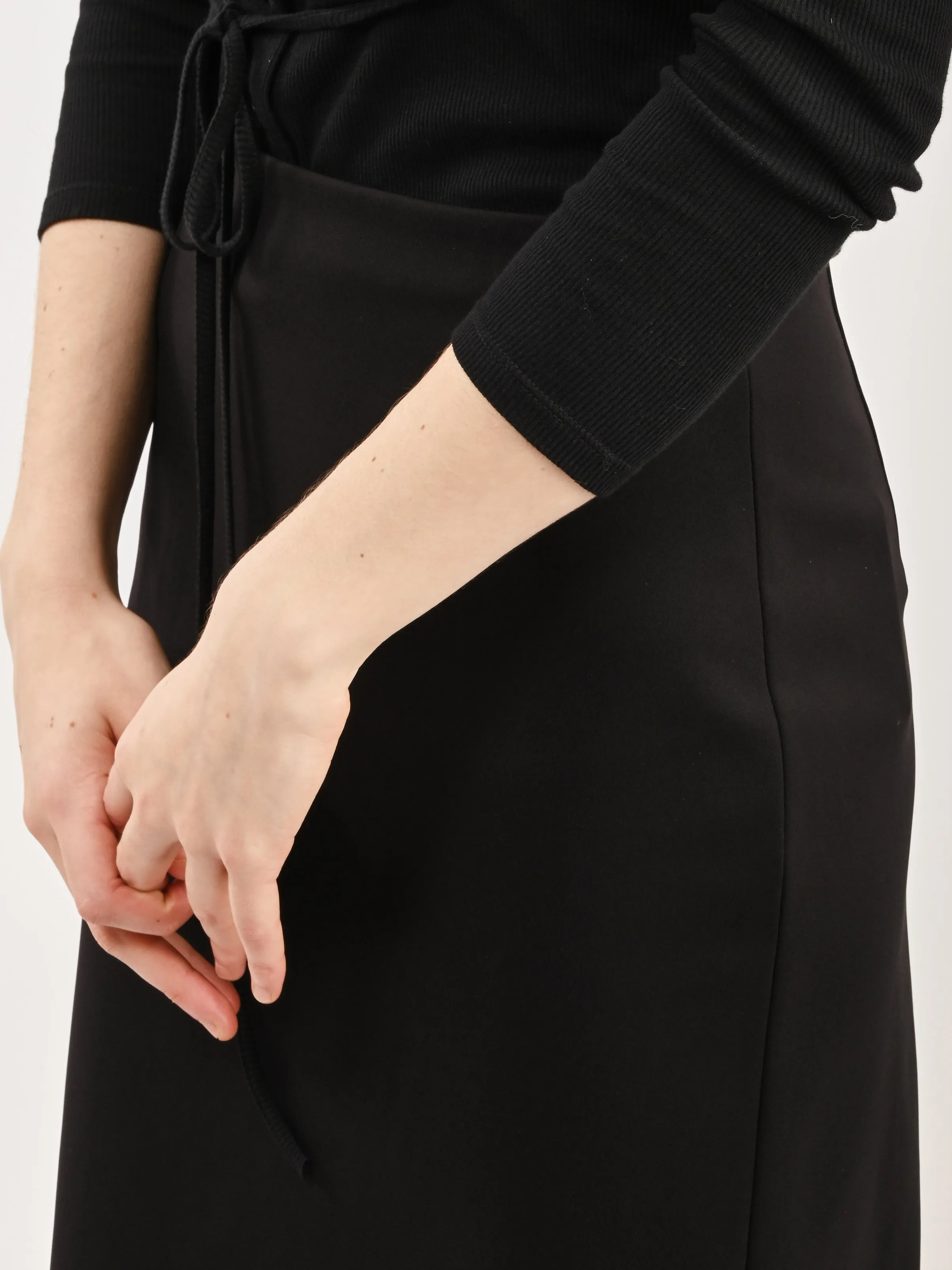 Black Compact Ultra Stretch Knit Pencil Skirt