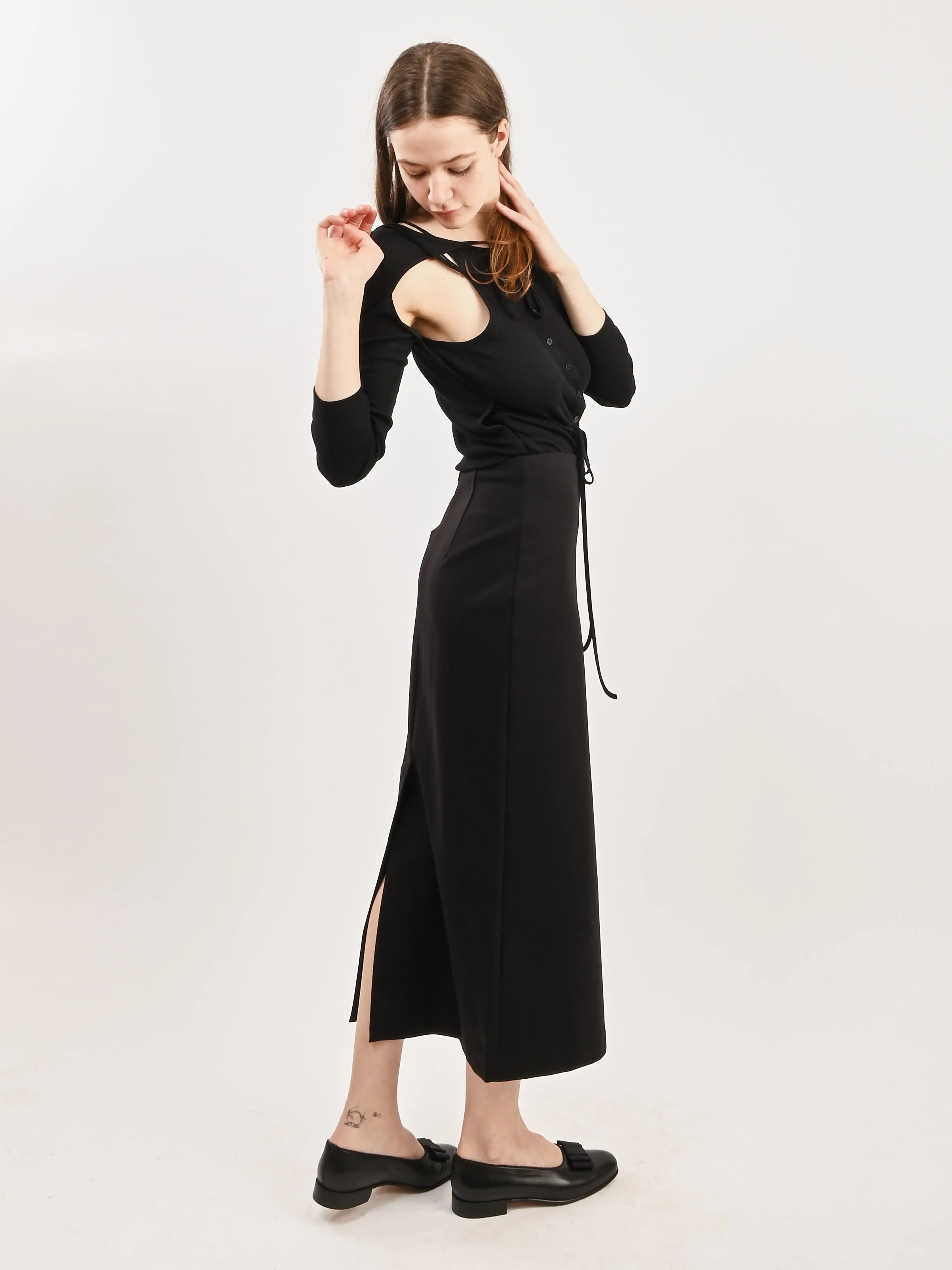 Black Compact Ultra Stretch Knit Pencil Skirt