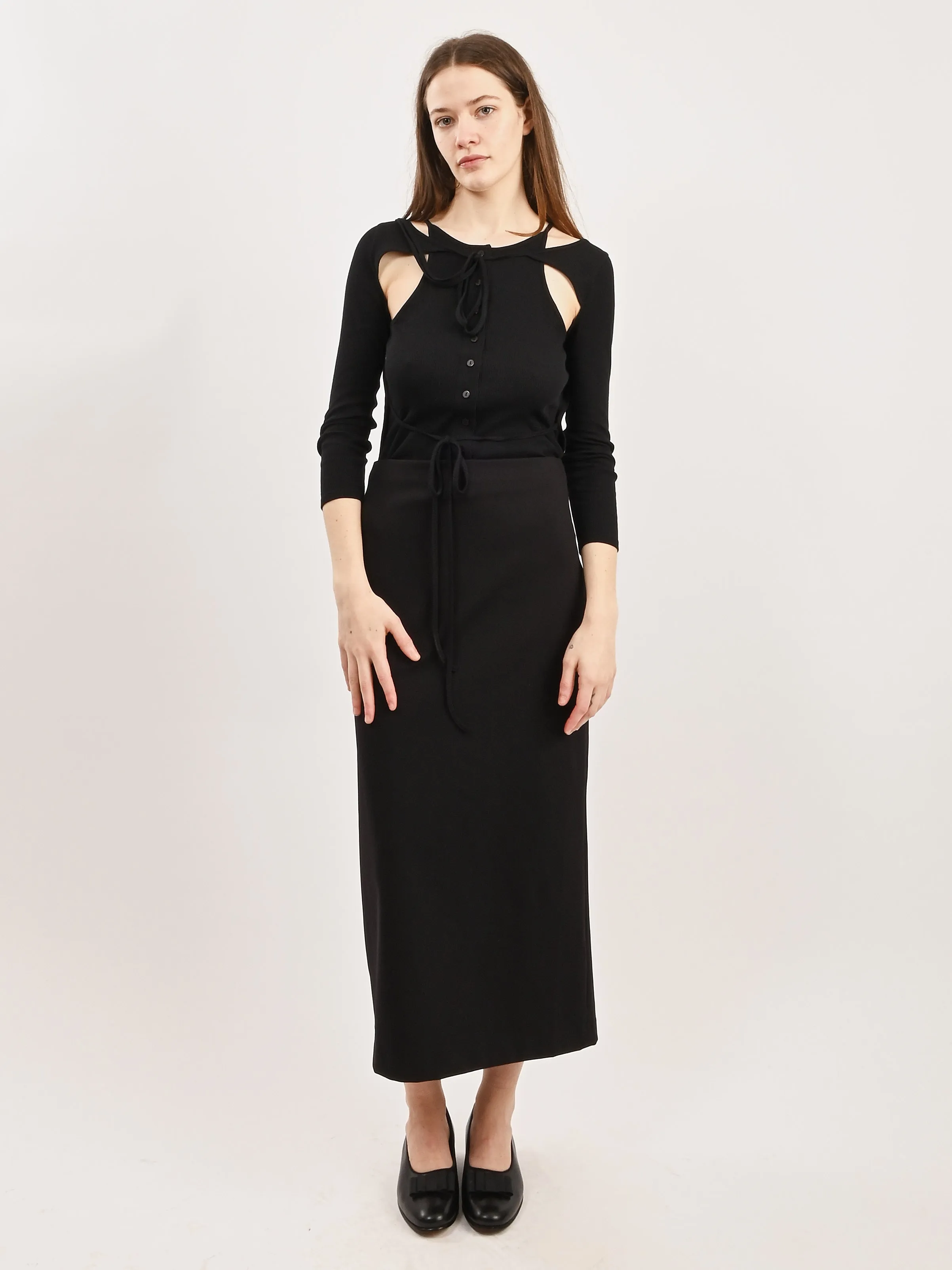 Black Compact Ultra Stretch Knit Pencil Skirt
