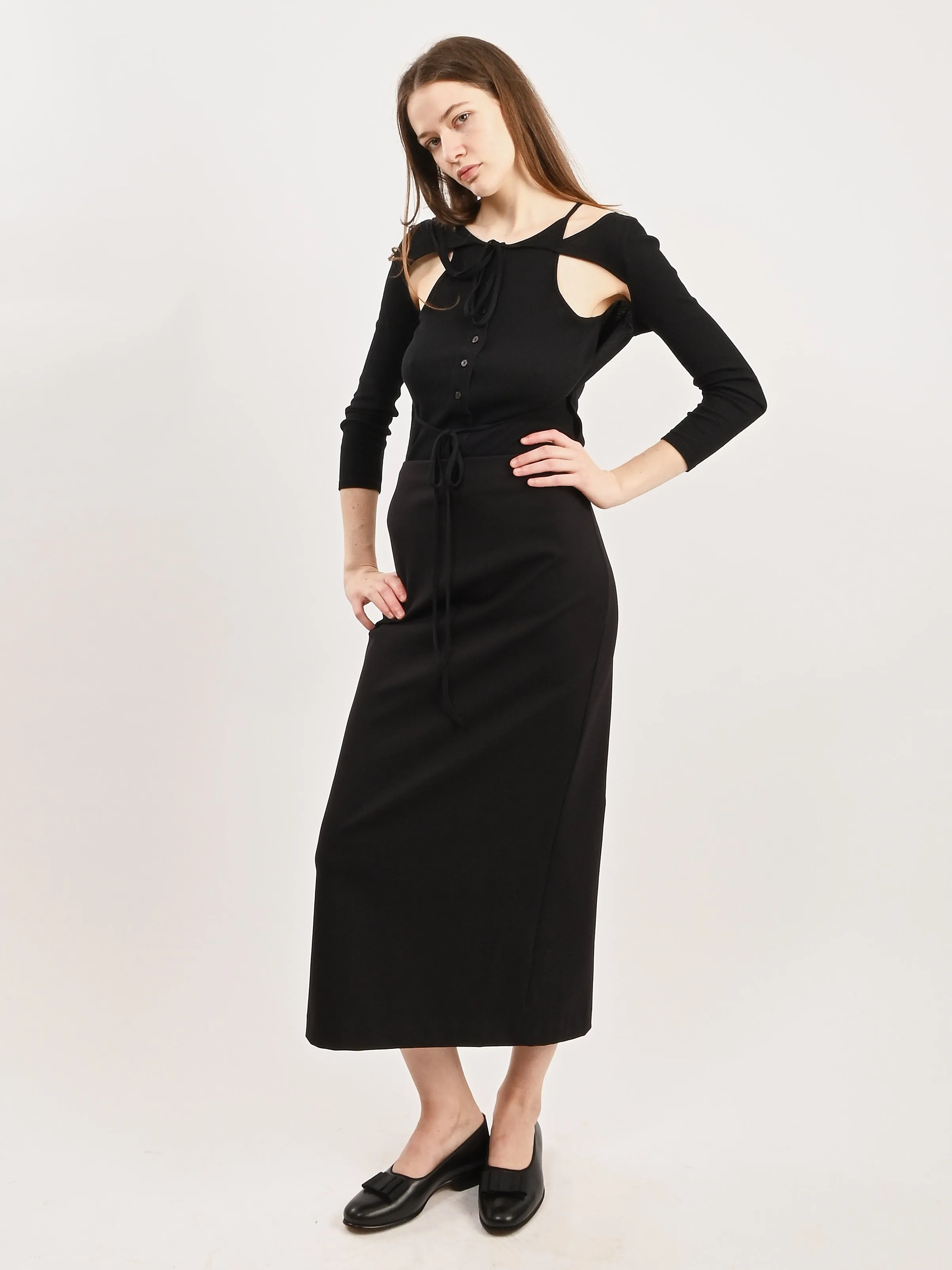 Black Compact Ultra Stretch Knit Pencil Skirt