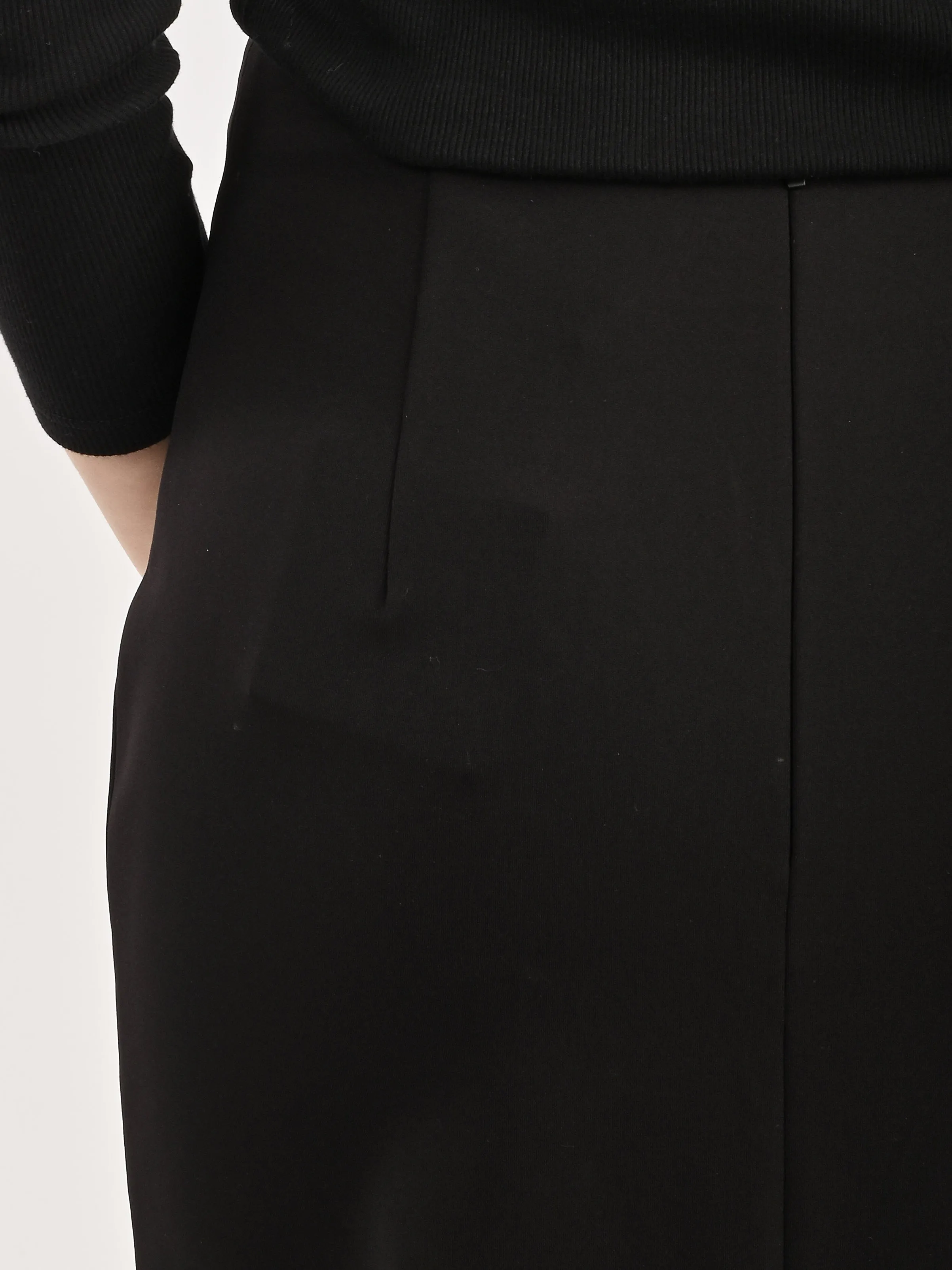 Black Compact Ultra Stretch Knit Pencil Skirt