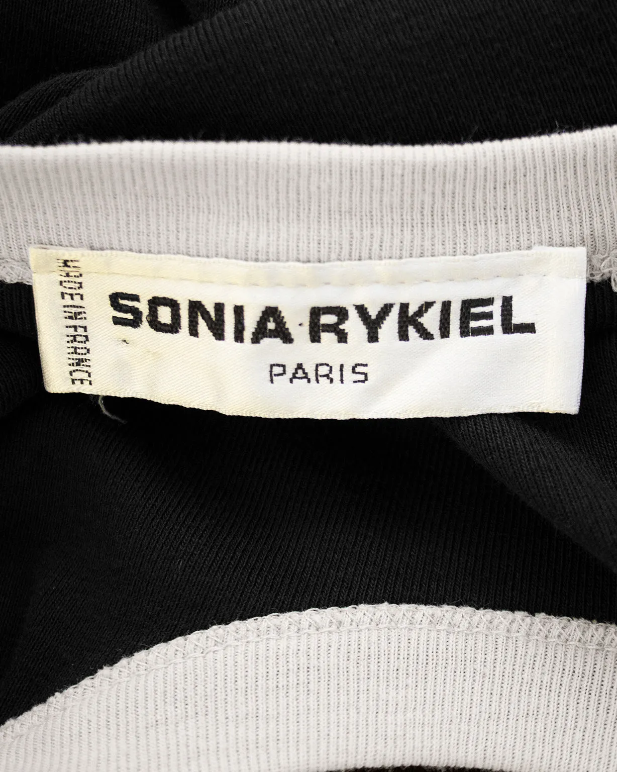 Black Cotton Jersey Dress with White Trim