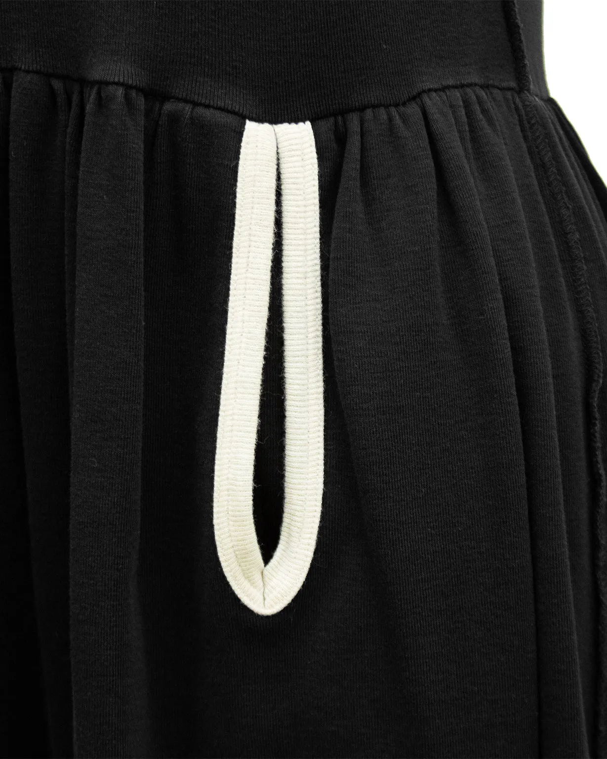 Black Cotton Jersey Dress with White Trim