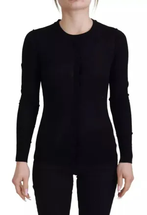 Black Crewneck Long Sleeves Pullover Sweater