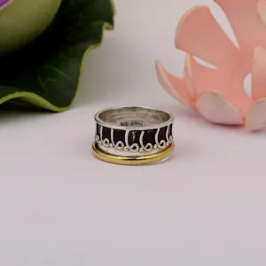 Black Engraved Meditation Spinner Ring