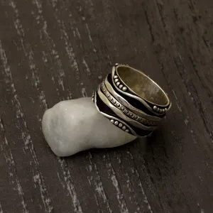 Black Engraved Multi Band Spinner Ring