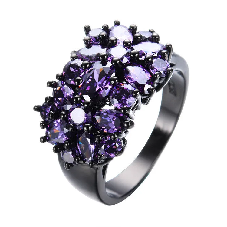 Black Gold Filled Elegant Amethyst Rings