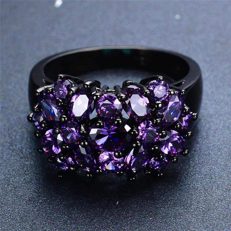 Black Gold Filled Elegant Amethyst Rings