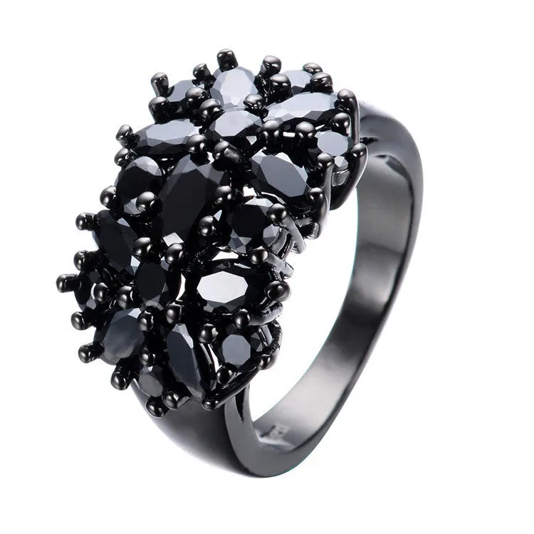 Black Gold Filled Elegant Amethyst Rings