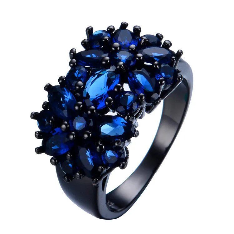 Black Gold Filled Elegant Amethyst Rings