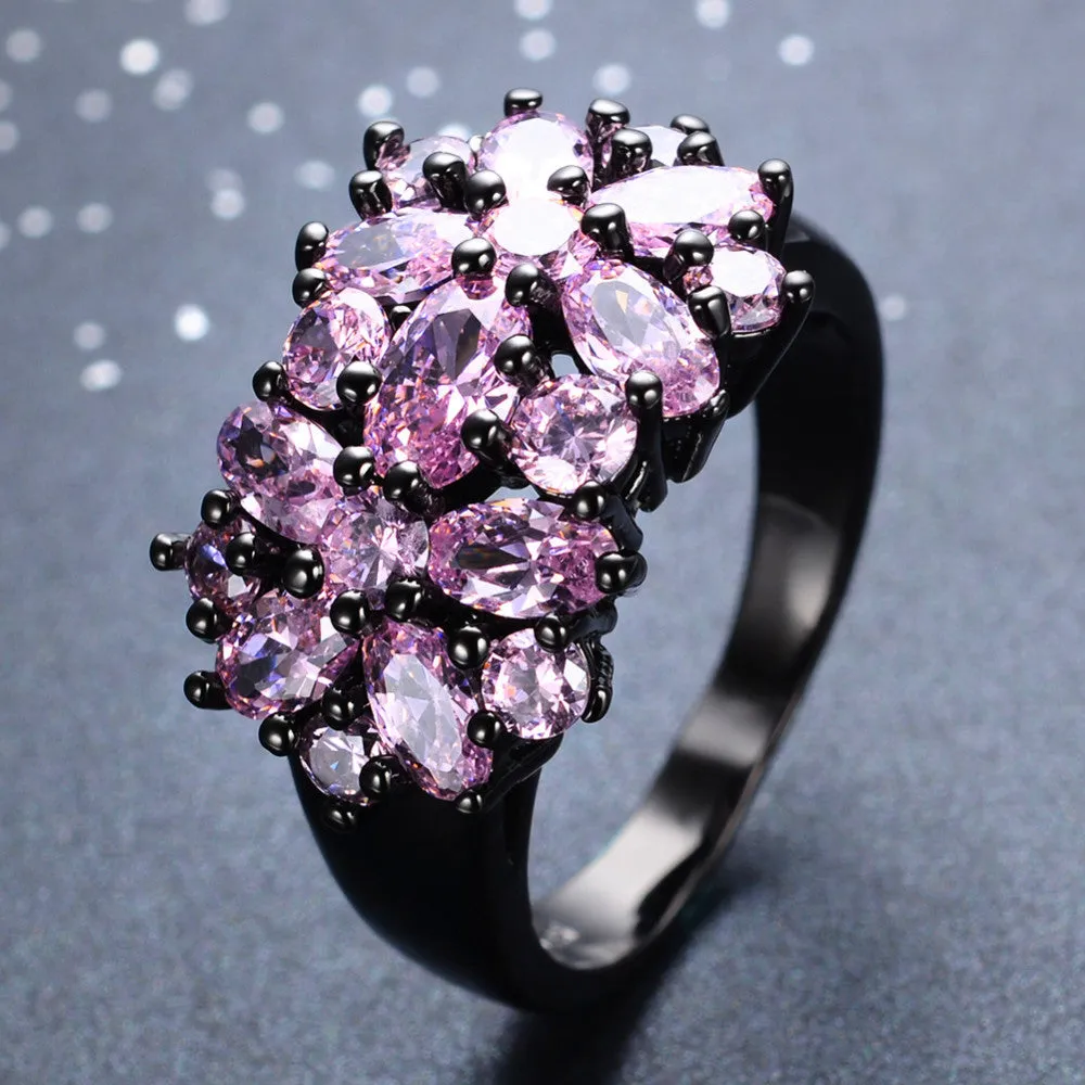 Black Gold Filled Elegant Amethyst Rings
