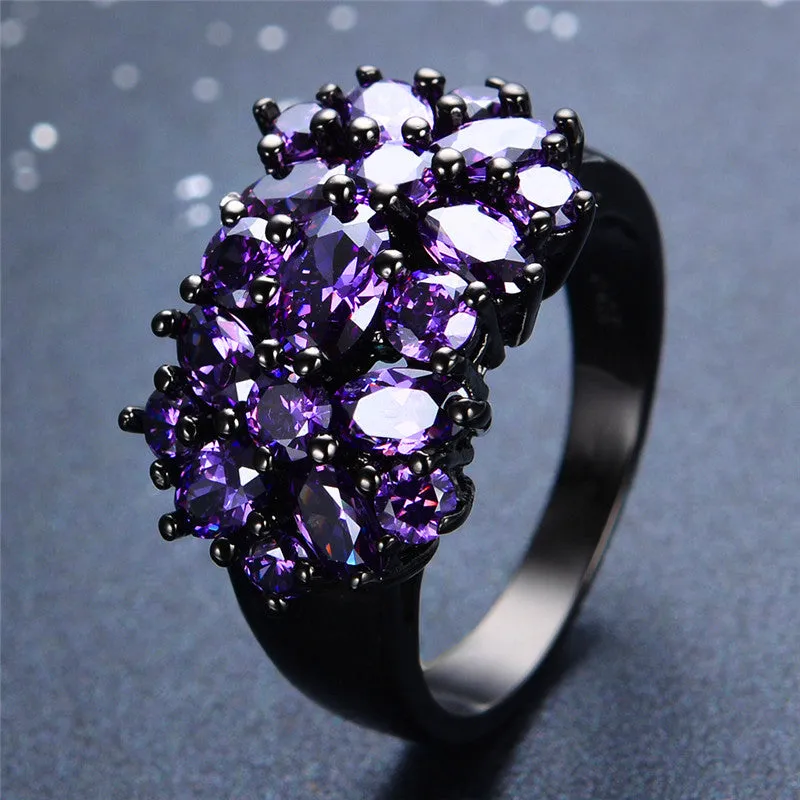 Black Gold Filled Elegant Amethyst Rings