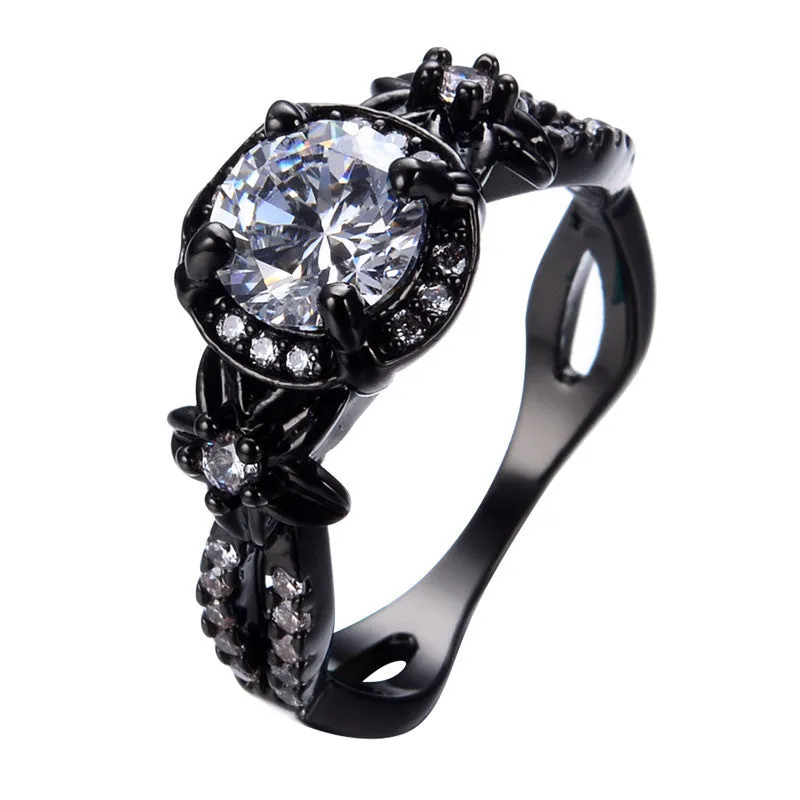 Black Gold Filled White Sapphire RIng