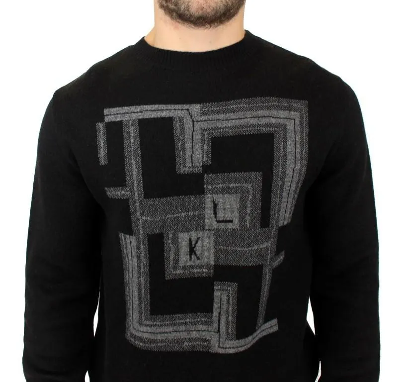 Black knitted wool sweater