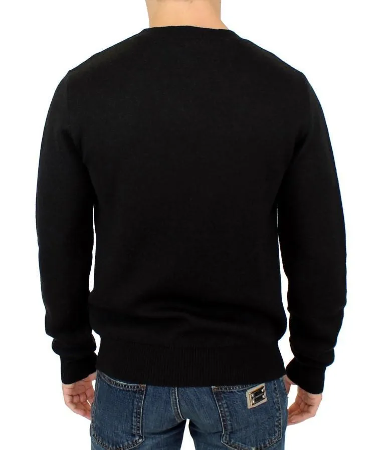 Black knitted wool sweater