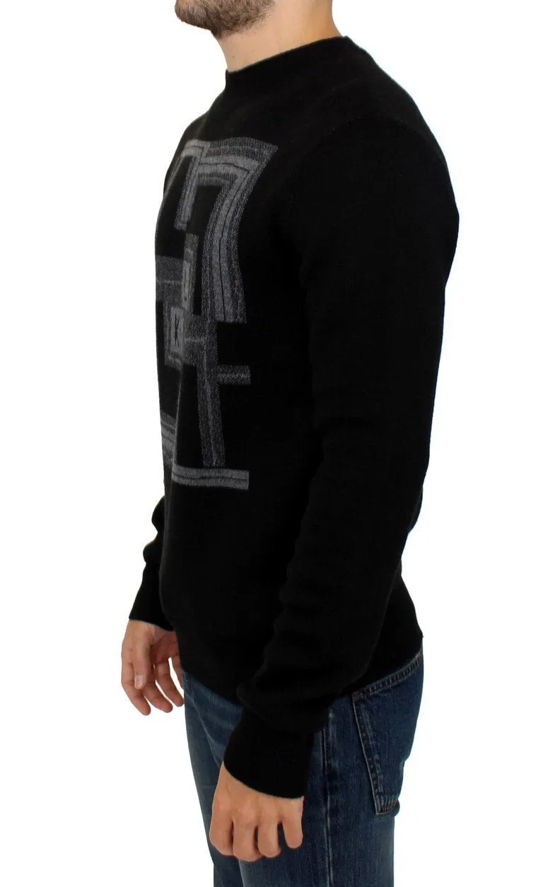 Black knitted wool sweater