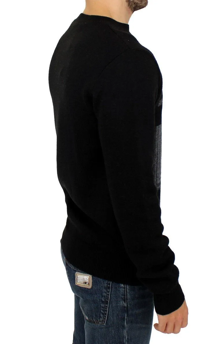 Black knitted wool sweater