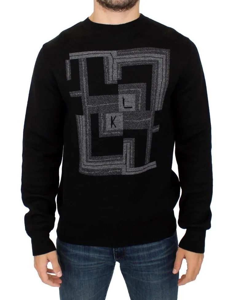 Black knitted wool sweater