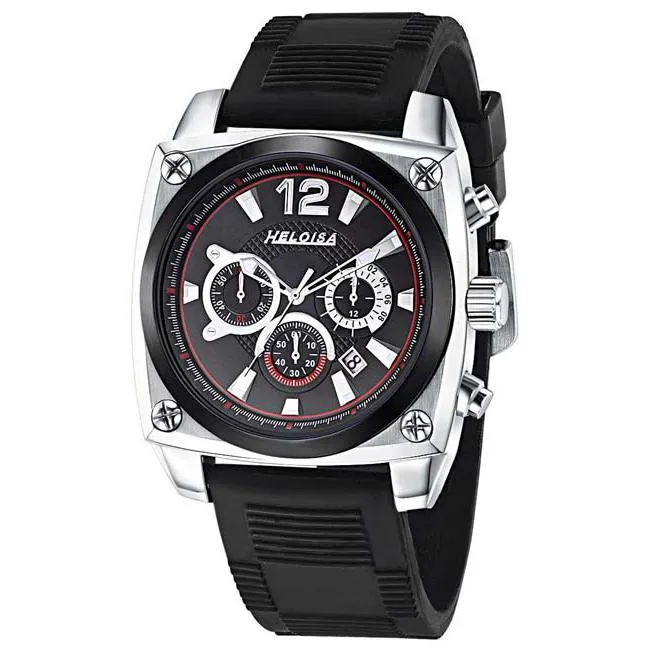 Black Rubber with Black Dial Sport Chronos Watch  For Men - Heloisa 76120322