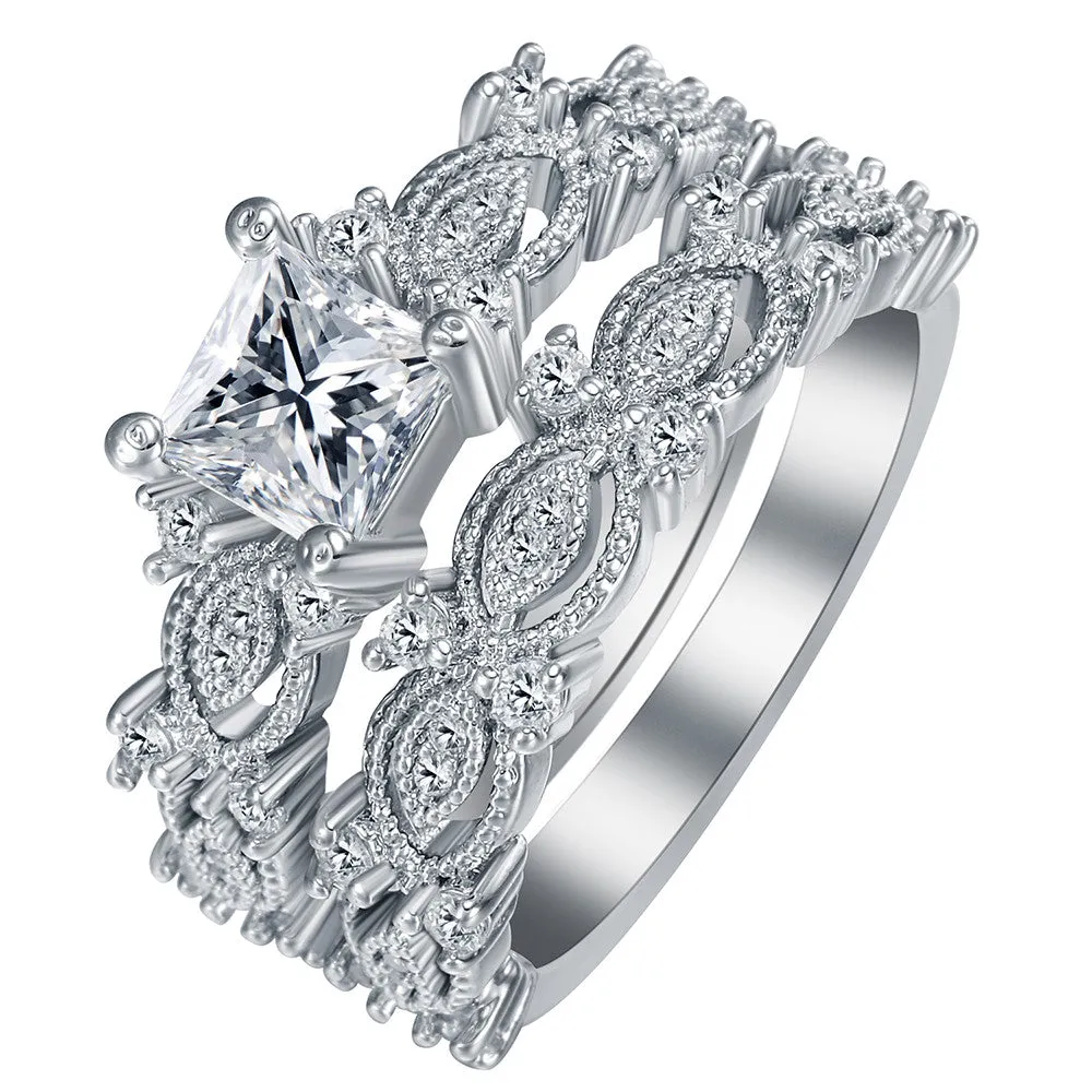 Black Silver Plated Zircon Rings