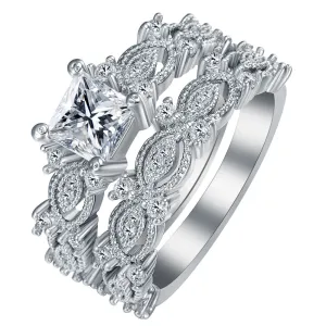 Black Silver Plated Zircon Rings