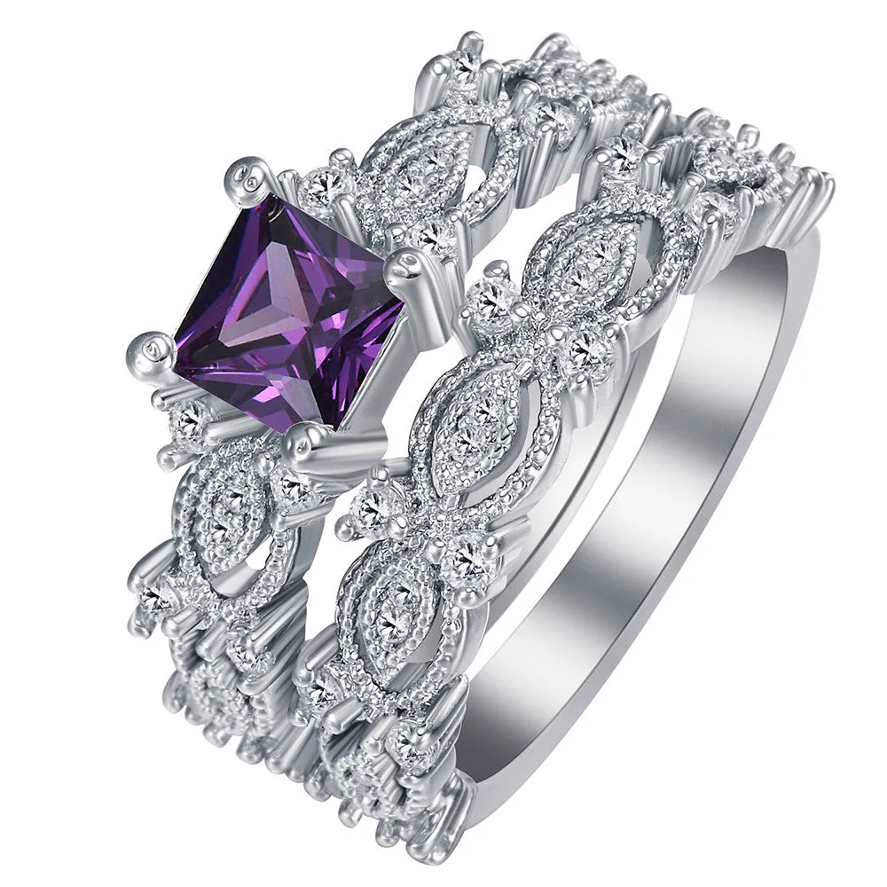 Black Silver Plated Zircon Rings
