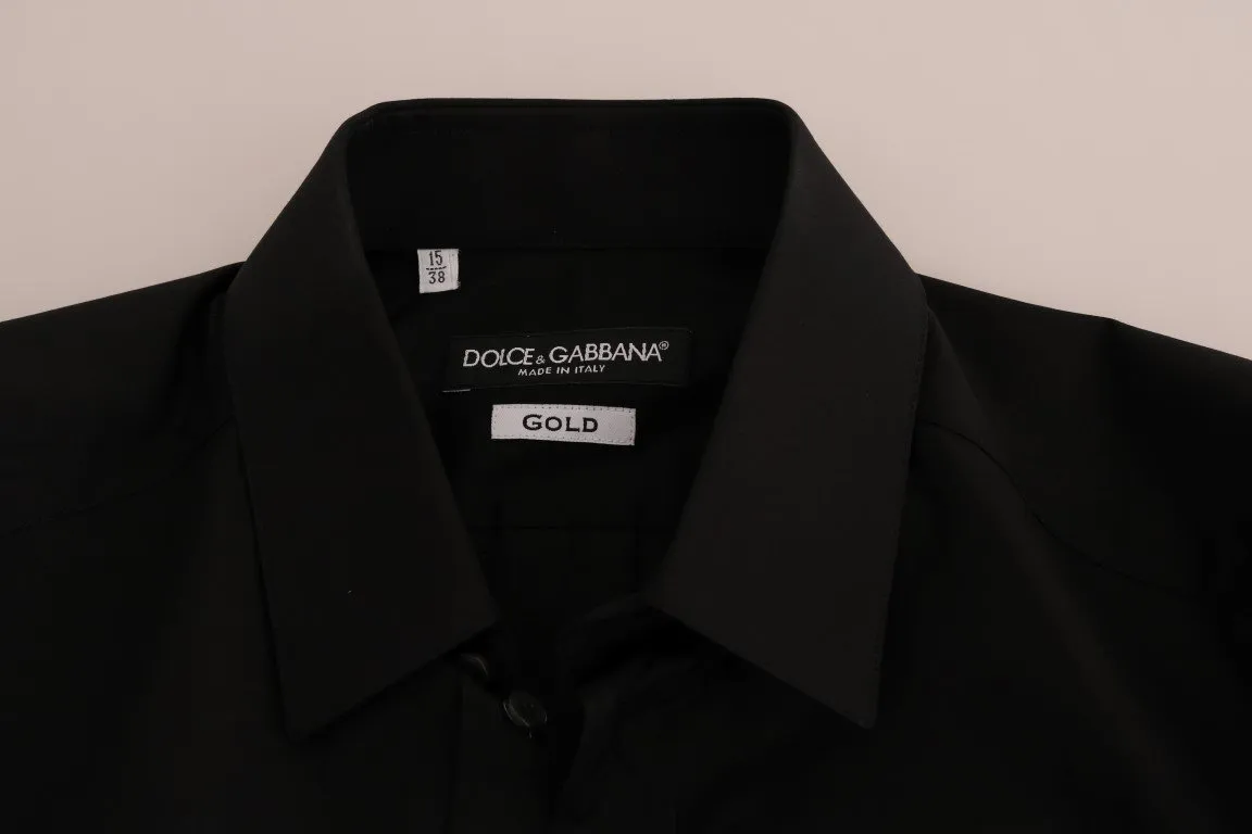 Black Slim Fit GOLD Sequin Jazz Shirt