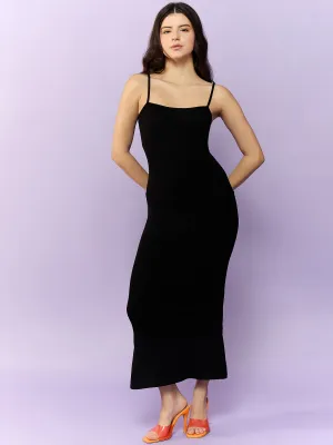 Black Strappy Fitted Maxi Dress